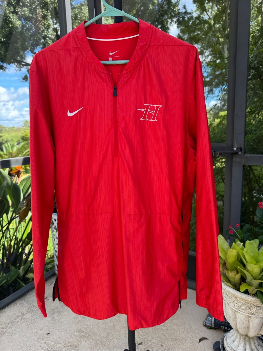 Nike Harvard H embroidered Red Half-Zip Utility rain Jacket